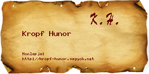 Kropf Hunor névjegykártya